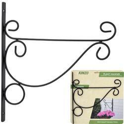 WIESZAK NA ROŚLINY METALOWY ZAWIJASY ORNAMENT CZARNY 26X28CM KINZO